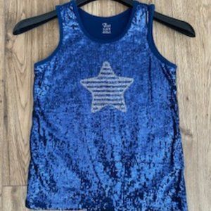 Silver Star Blue Sequin Tank